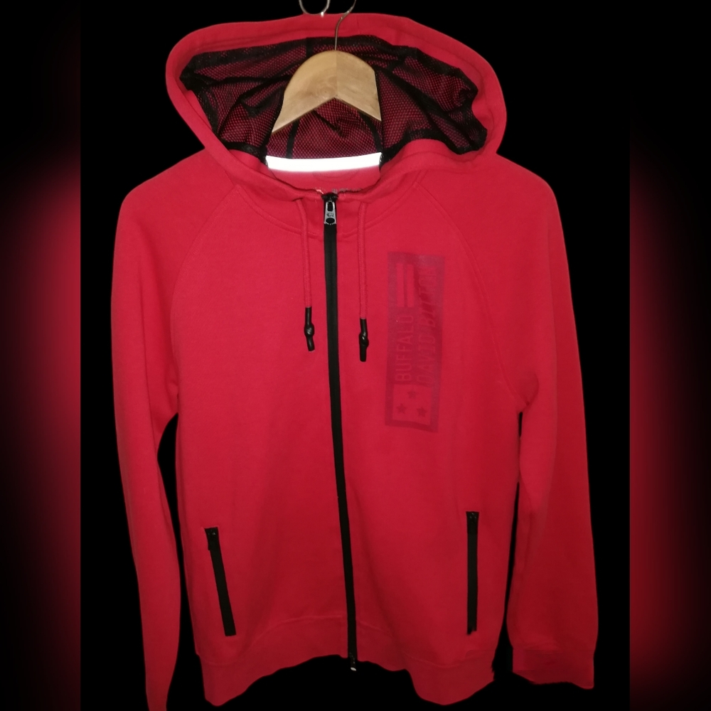 BUFFALO DAVID BITTON FULL ZIPUP HOODIE MEN'S US SIZE MEDIUM GREAT CON "USED"